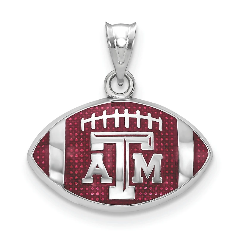 Women's Texas A&M Aggies Sterling Silver Enameled Football Logo Pendant
