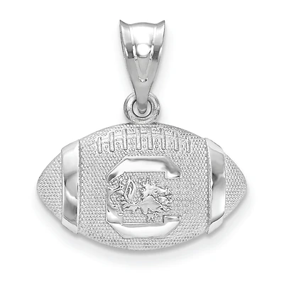 Women's South Carolina Gamecocks Sterling Silver 3D Football Logo Pendant