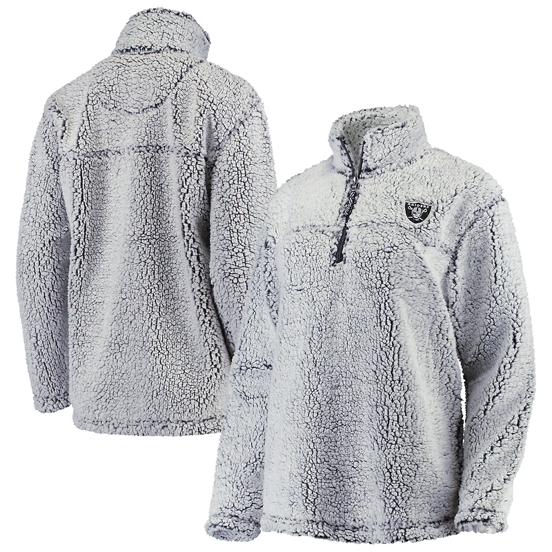 Women's G-III 4Her by Carl Banks Gray Las Vegas Raiders Sherpa Quarter-Zip Pullover Jacket