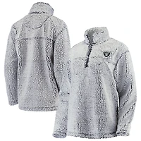 Women's G-III 4Her by Carl Banks Gray Las Vegas Raiders Sherpa Quarter-Zip Pullover Jacket