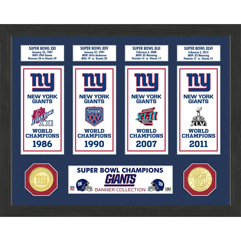 Highland Mint New York Giants 12'' x 15'' Super Bowl Banner Collection Photo Mint