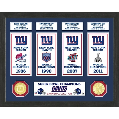 Highland Mint New York Giants 12'' x 15'' Super Bowl Banner Collection Photo Mint