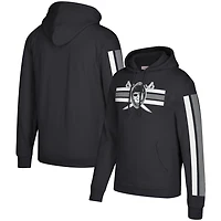 Men's Mitchell & Ness Black Las Vegas Raiders Three Stripe Pullover Hoodie