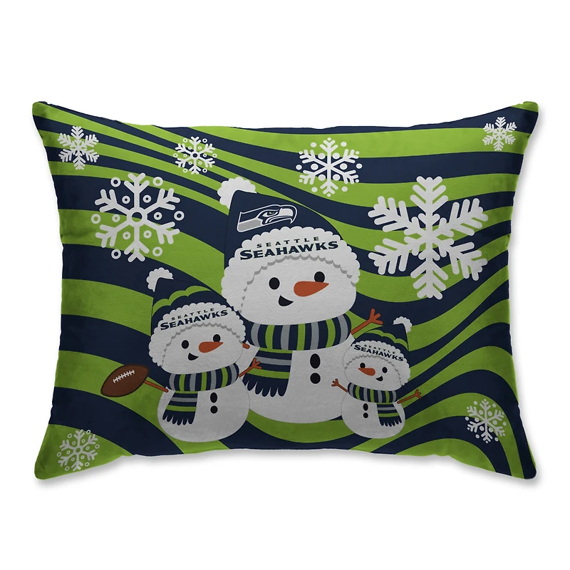 Seattle Seahawks 20'' x 26'' Holiday Team Snowman Bed Pillow