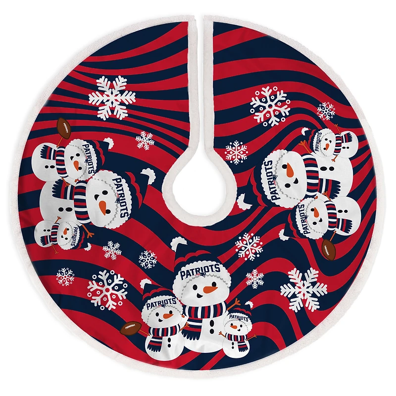 New England Patriots Snowman Sherpa Christmas Tree Skirt