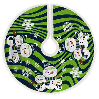 Seattle Seahawks Snowman Sherpa Christmas Tree Skirt
