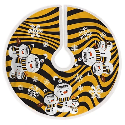 Pittsburgh Steelers Snowman Sherpa Christmas Tree Skirt