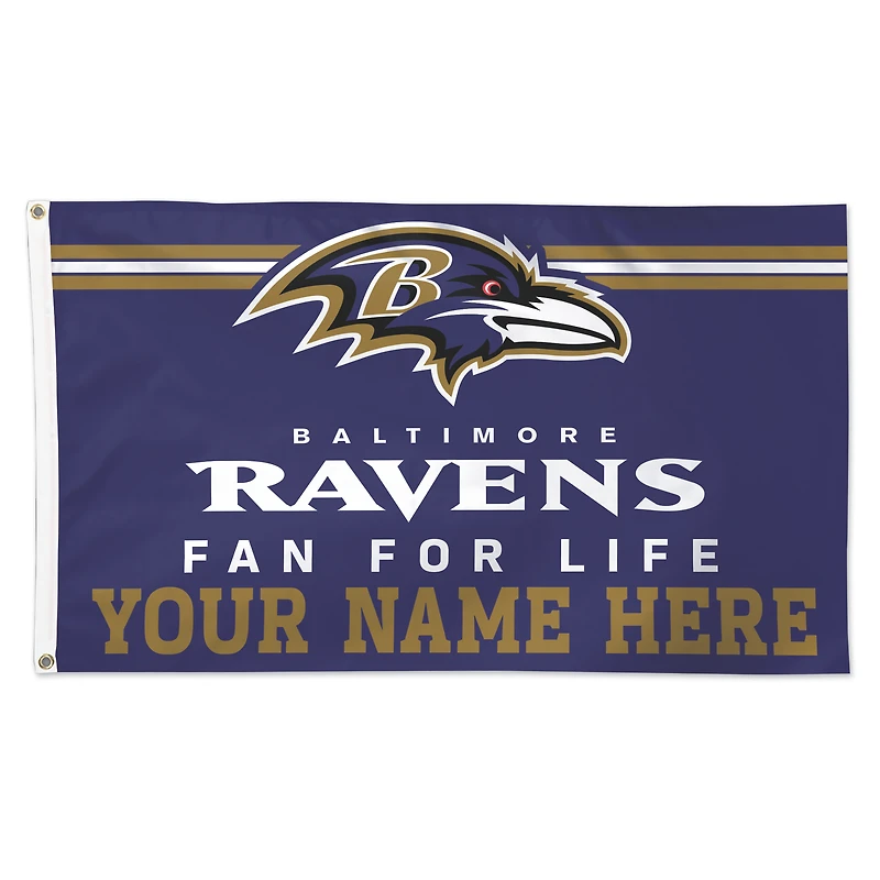 WinCraft Baltimore Ravens 3' x 5' One-Sided Deluxe Personalized Flag