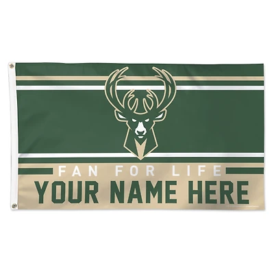 WinCraft Milwaukee Bucks 3' x 5' One-Sided Deluxe Personalized Flag