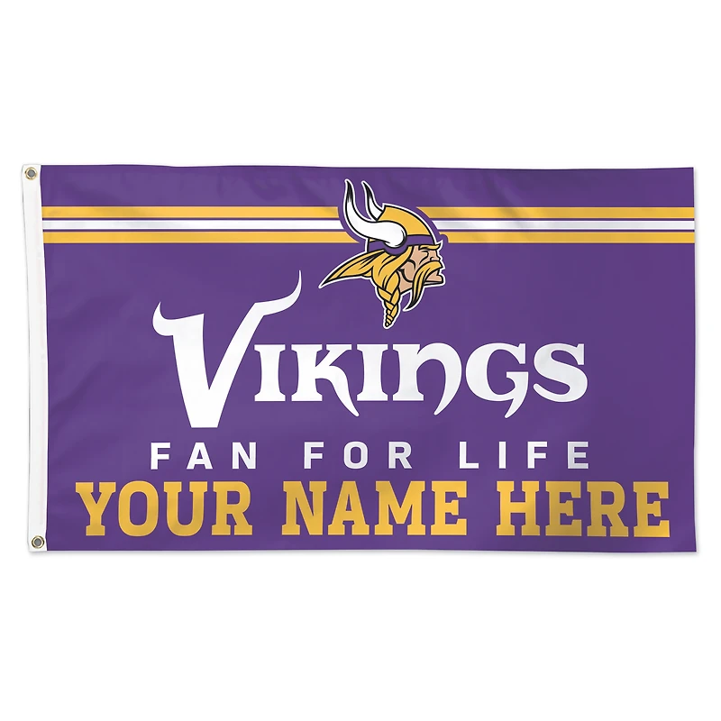 WinCraft Minnesota Vikings 3' x 5' One-Sided Deluxe Personalized Flag