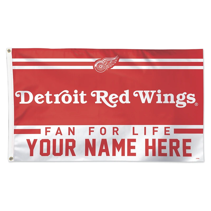 WinCraft Detroit Red Wings 3' x 5' One-Sided Deluxe Personalized Flag