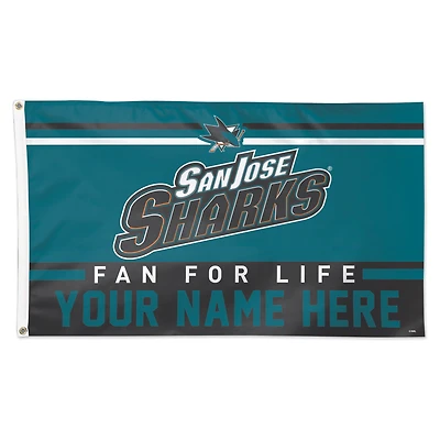 WinCraft San Jose Sharks 3' x 5' One-Sided Deluxe Personalized Flag
