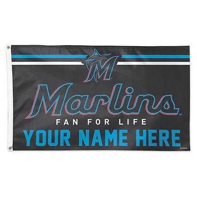 WinCraft Miami Marlins 3' x 5' One-Sided Deluxe Personalized Flag