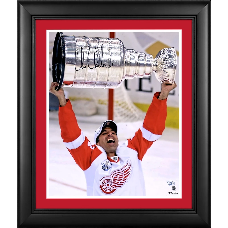 Chris Chelios Detroit Red Wings Framed Autographed 16" x 20" Raising Cup Photograph