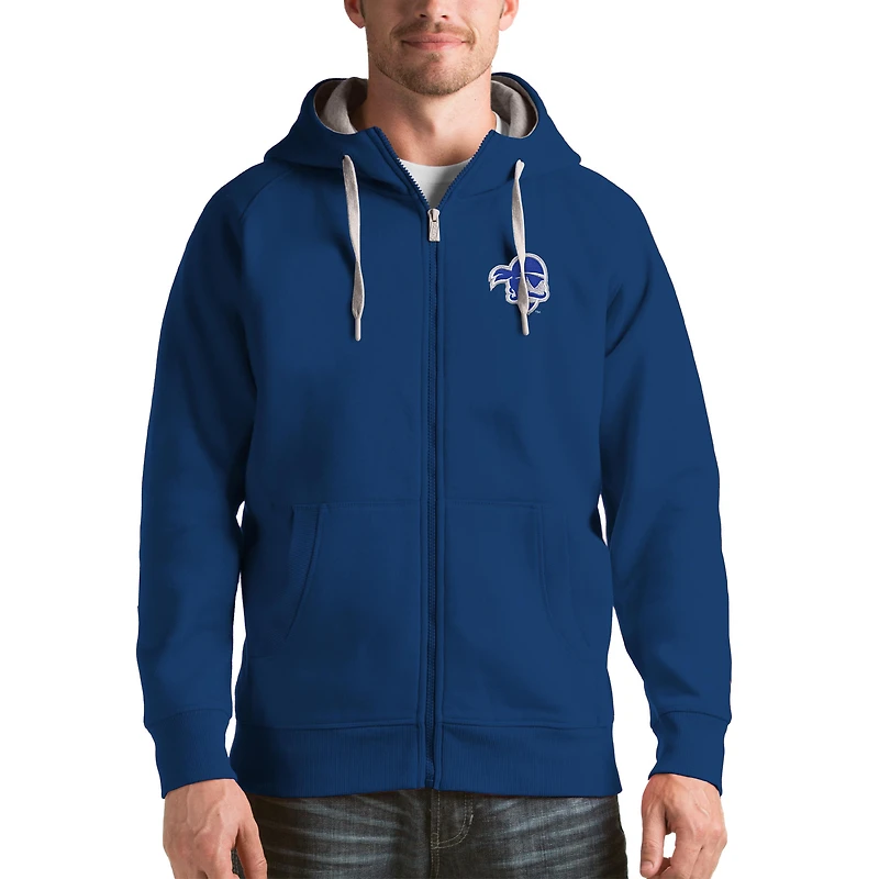 Men's Antigua Royal Seton Hall Pirates Victory Full-Zip Hoodie
