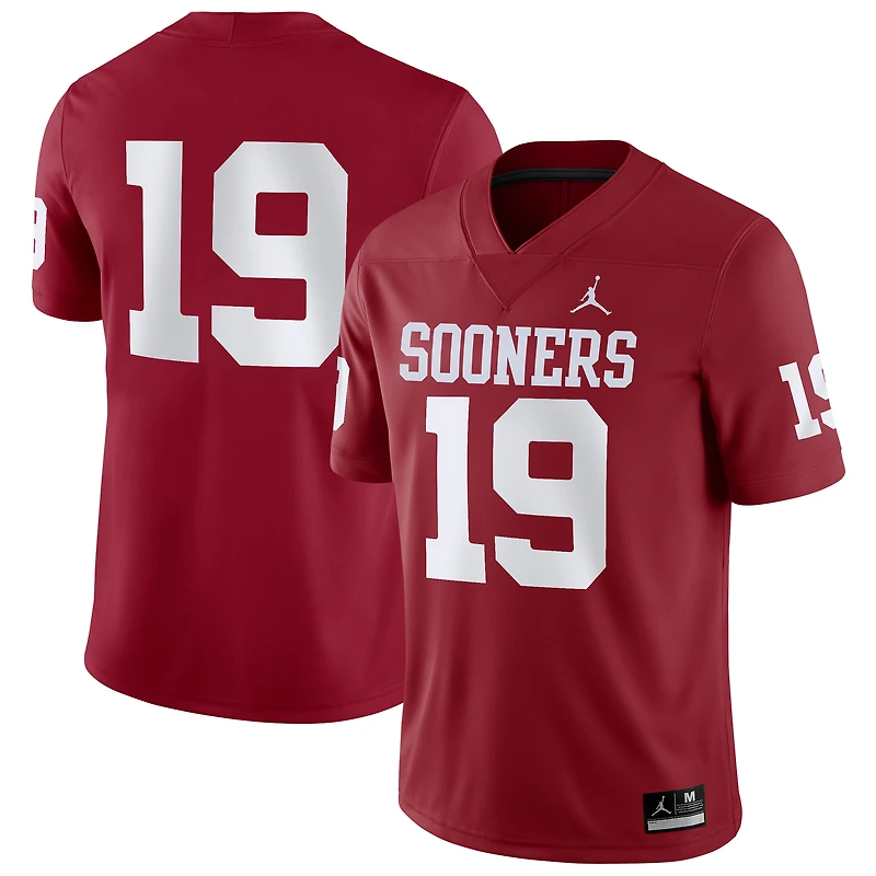 Men's Jordan Brand #19 Crimson Oklahoma Sooners Game Jersey