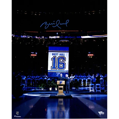 Brett Hull St. Louis Blues Autographed 16" x 20" Banner Night Photograph
