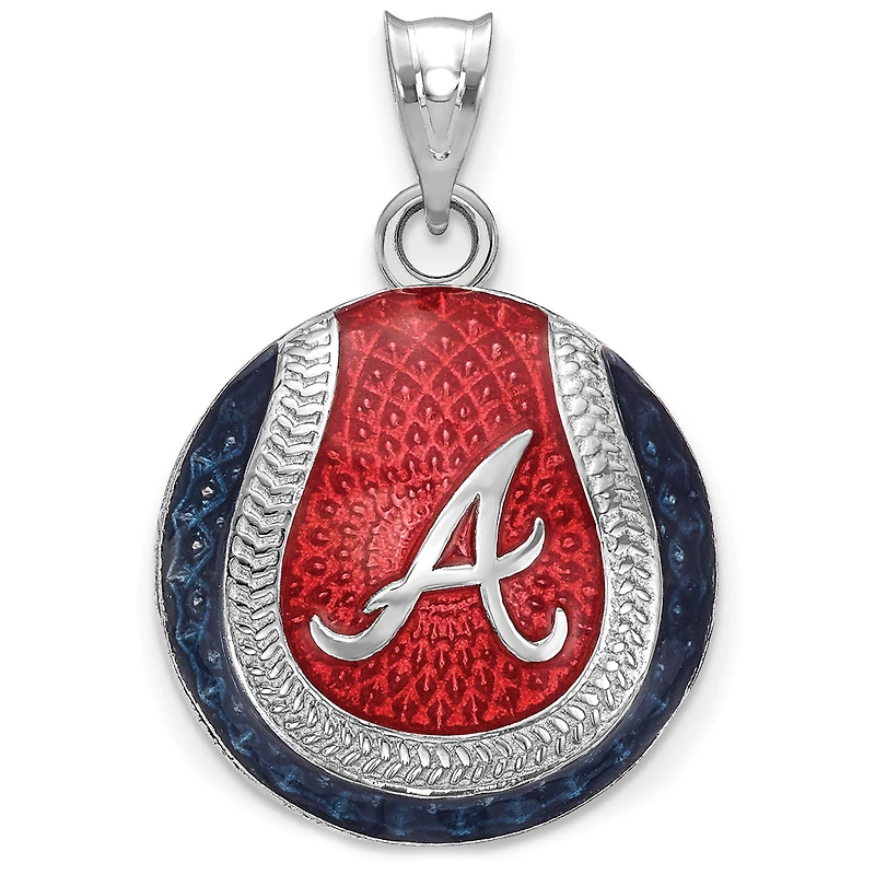 Women's Atlanta Braves Sterling Silver Enameled Baseball Pendant