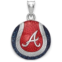 Women's Atlanta Braves Sterling Silver Enameled Baseball Pendant