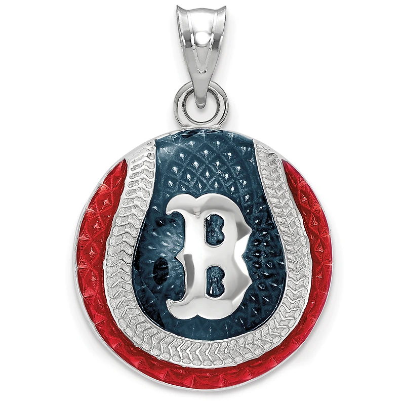 Women's Boston Red Sox Sterling Silver Enameled Baseball Pendant