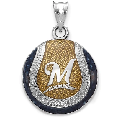 Women's Milwaukee Brewers Sterling Silver Enameled Baseball Pendant