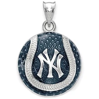 Women's New York Yankees Sterling Silver Enameled Baseball Pendant