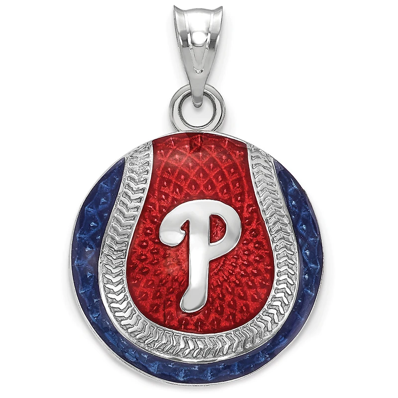 Women's Philadelphia Phillies Sterling Silver Enameled Baseball Pendant