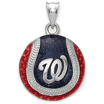 Women's Washington Nationals Sterling Silver Enameled Baseball Pendant