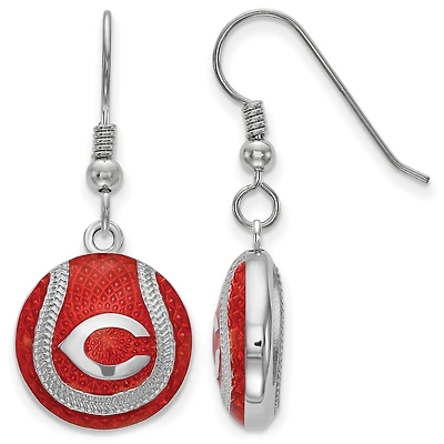 Women's Cincinnati Reds Sterling Silver Enameled Baseball Earrings