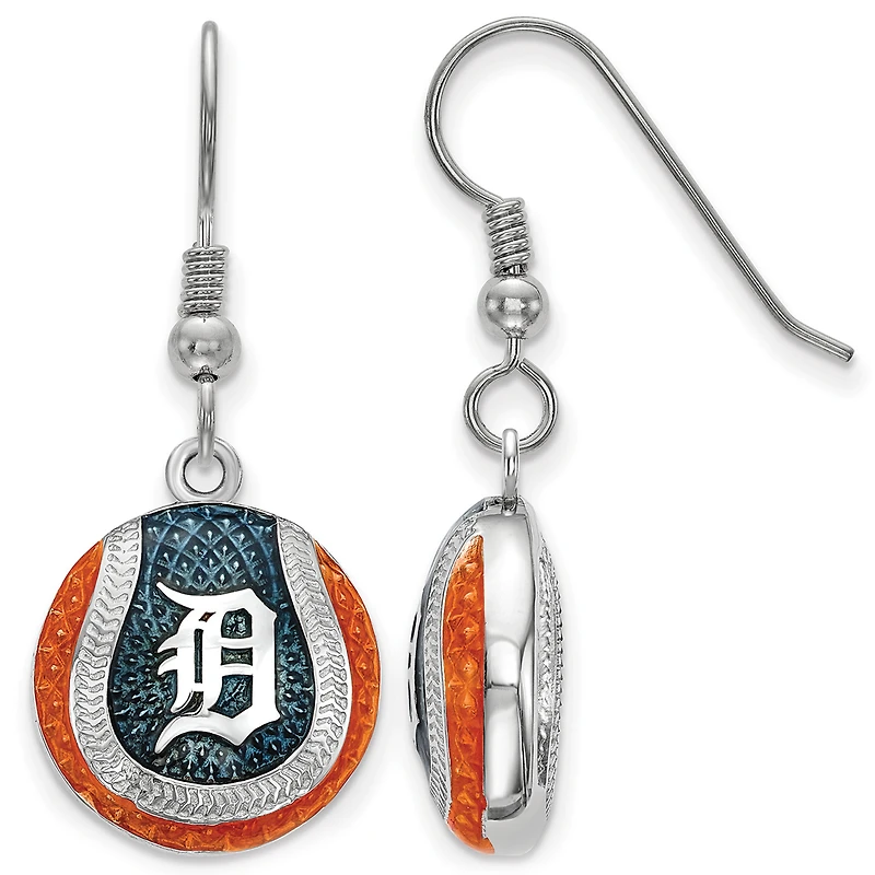 Women's Detroit Tigers Sterling Silver Enameled Baseball Earrings