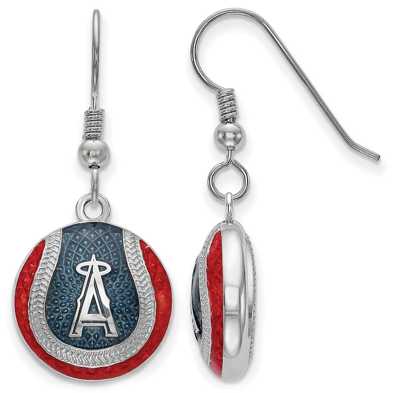 Women's Los Angeles Angels Sterling Silver Enameled Baseball Earrings