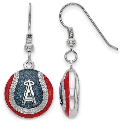 Women's Los Angeles Angels Sterling Silver Enameled Baseball Earrings