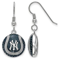 Women's New York Yankees Sterling Silver Enameled Baseball Earrings