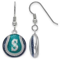 Women's Seattle Mariners Sterling Silver Enameled Baseball Earrings