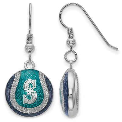 Women's Seattle Mariners Sterling Silver Enameled Baseball Earrings