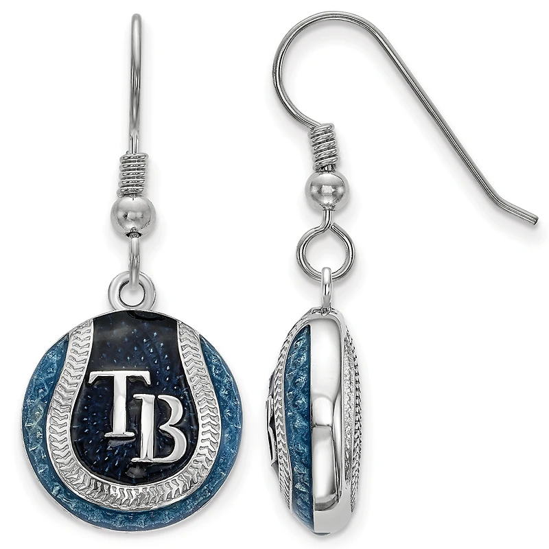 Women's Tampa Bay Rays Sterling Silver Enameled Baseball Earrings