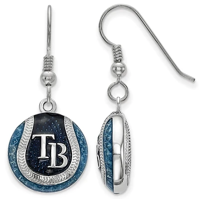 Women's Tampa Bay Rays Sterling Silver Enameled Baseball Earrings