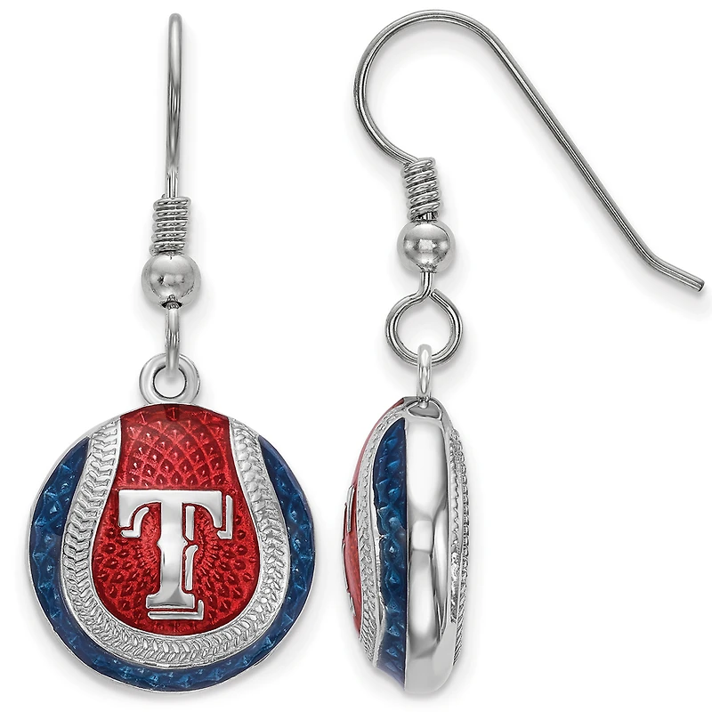 Women's Texas Rangers Sterling Silver Enameled Baseball Earrings