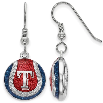 Women's Texas Rangers Sterling Silver Enameled Baseball Earrings