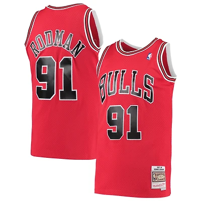 Men's Mitchell & Ness Dennis Rodman Red Chicago Bulls Hardwood Classics Swingman Jersey