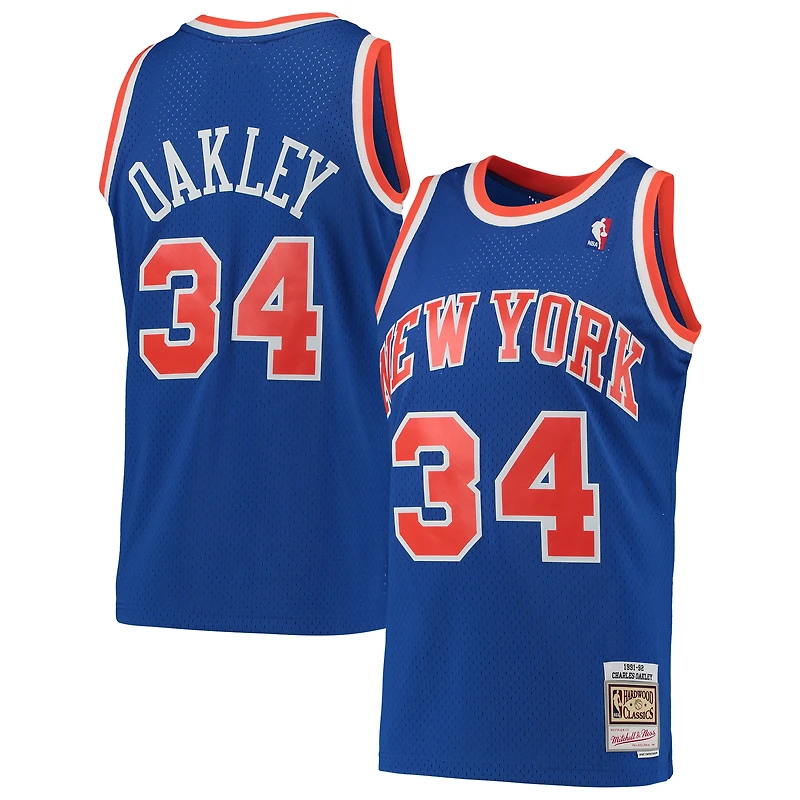 Men's Mitchell & Ness Charles Oakley Blue New York Knicks Hardwood Classics Swingman Jersey