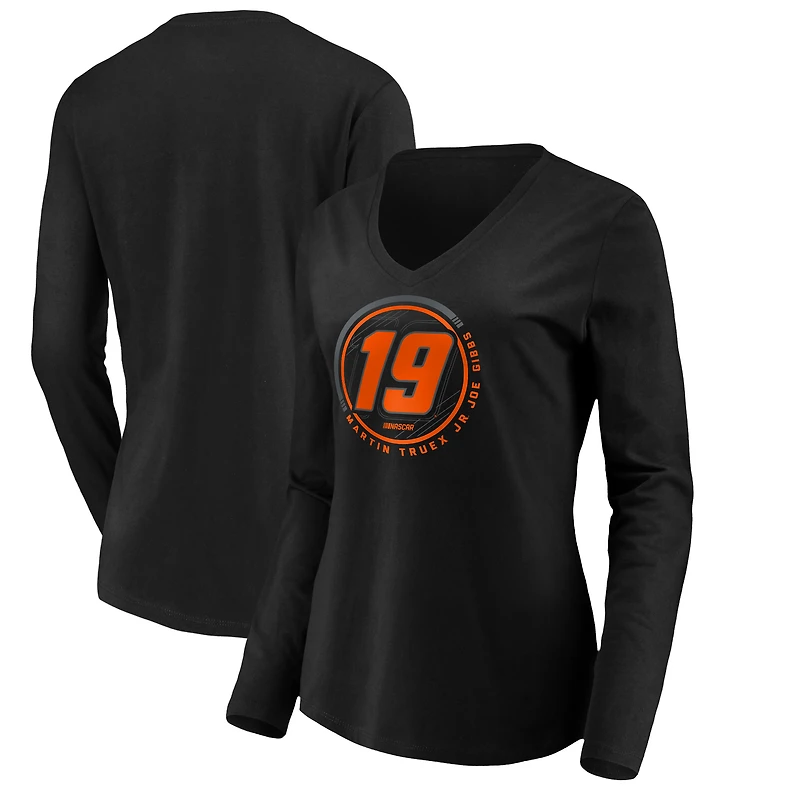 Women's Black Martin Truex Jr Stealth Pop Revive Long Sleeve V-Neck T-Shirt