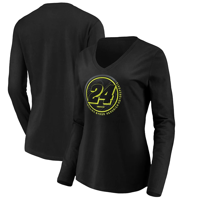Women's Black William Byron Stealth Pop Revive Long Sleeve V-Neck T-Shirt