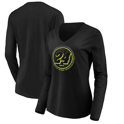Women's Black William Byron Stealth Pop Revive Long Sleeve V-Neck T-Shirt