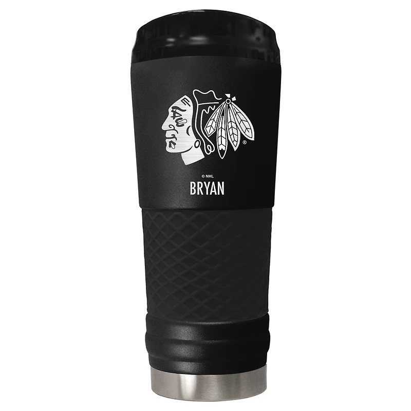 Black Chicago Blackhawks 24oz. Personalized Stealth Draft Tumbler