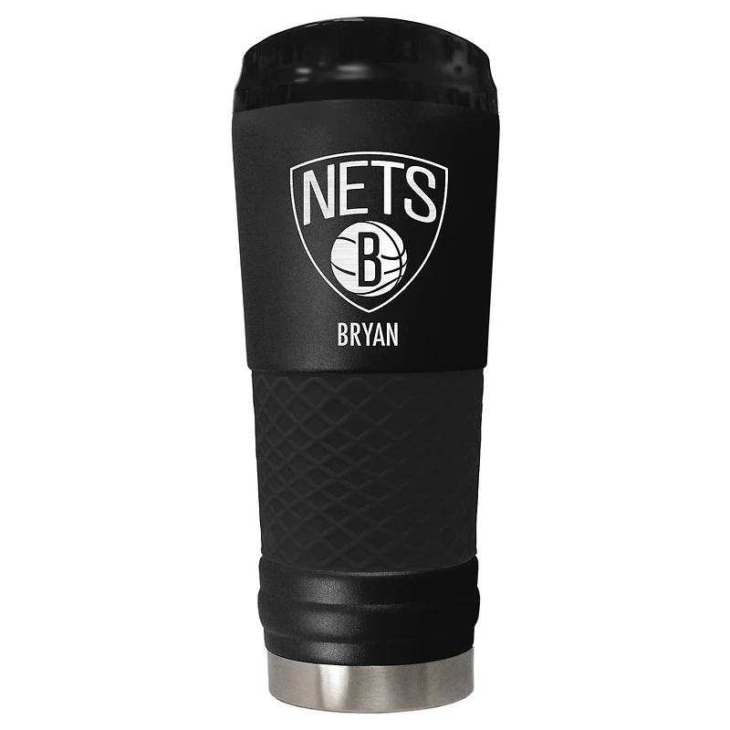 Black Brooklyn Nets 24oz. Personalized Stealth Draft Tumbler