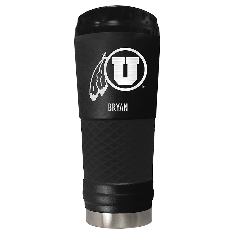 Black Utah Utes 24oz. Personalized Stealth Draft Tumbler