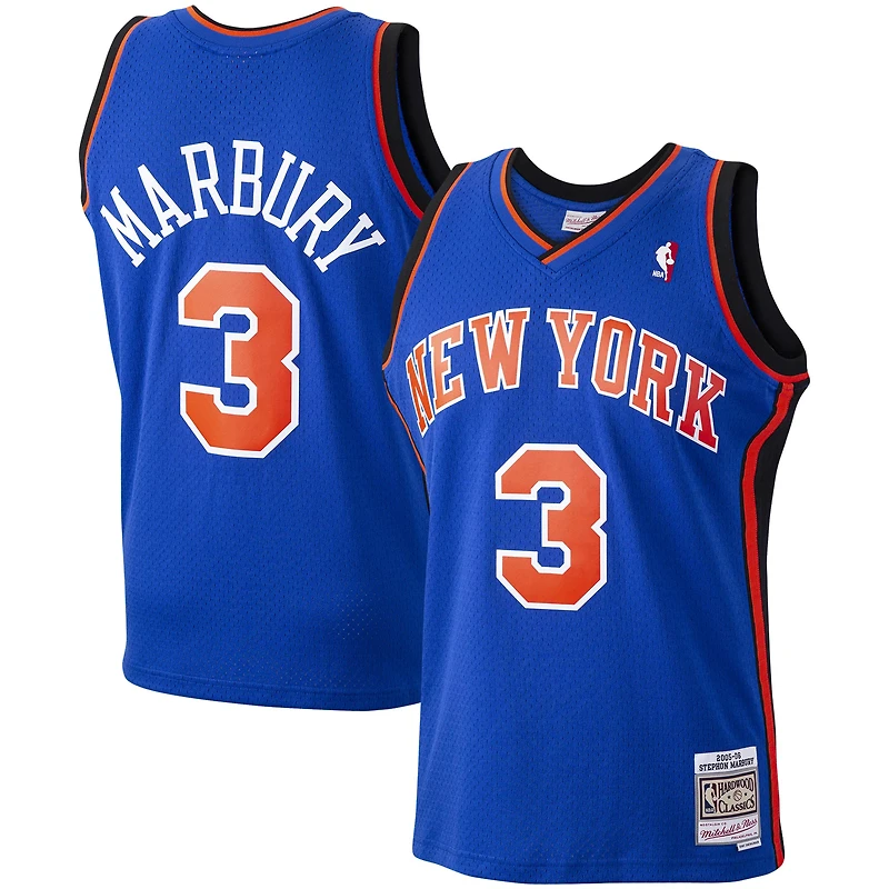 Men's Mitchell & Ness Stephon Marbury Blue New York Knicks Hardwood Classics Swingman Jersey