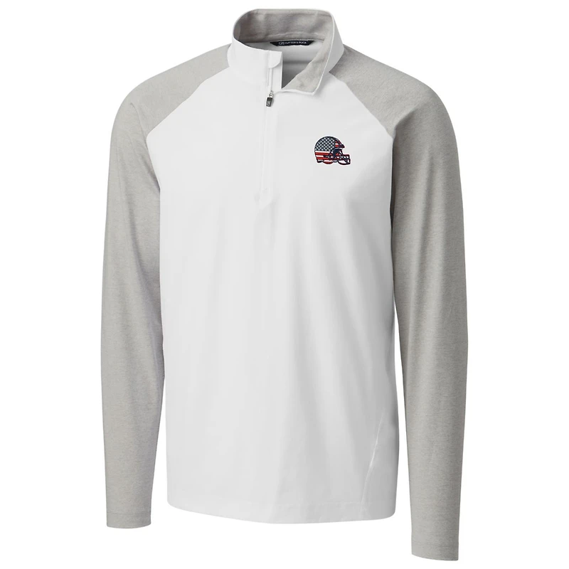 Men's Cutter & Buck White Cleveland Browns Americana Response Hybrid Quarter-Zip Jacket