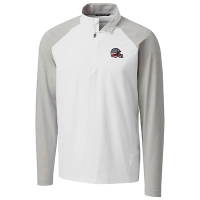 Men's Cutter & Buck White Cleveland Browns Americana Response Hybrid Quarter-Zip Jacket